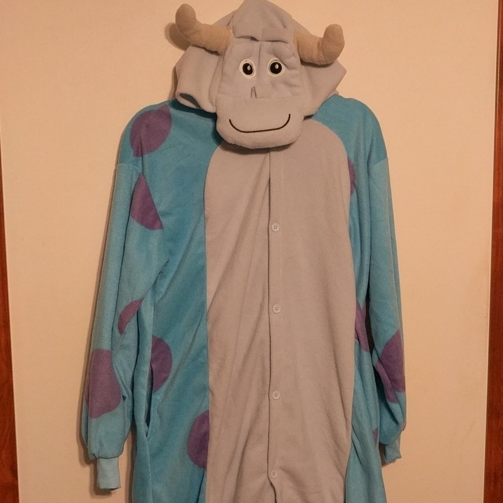 Dragon Monster Hooded Jumpsuit Pajamas - size Medium - Picture 2 of 8